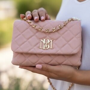 Badgley Mischka Quilted Messenger Bag Blush (New)